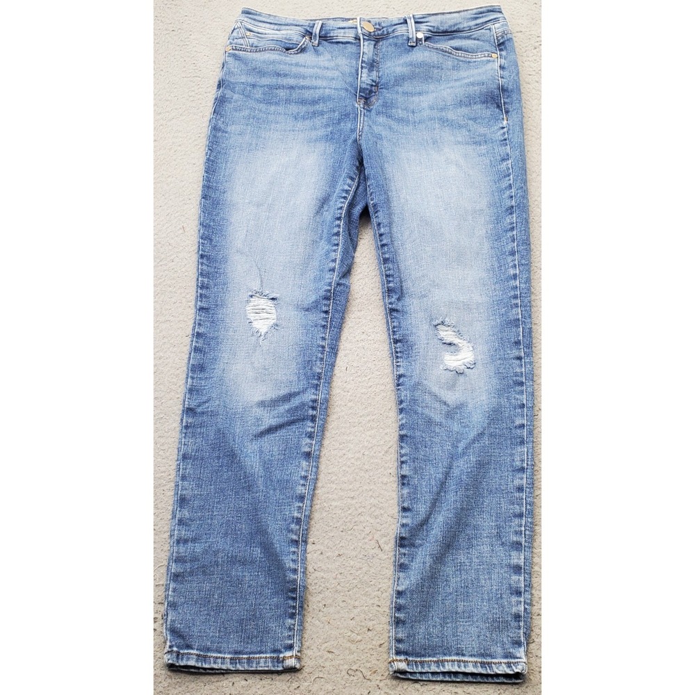 Seven7 Jeans Womens 12 Blue Denim Metro Ultra High Rise Skinny Leg Distressed